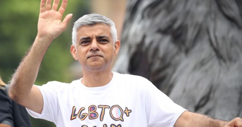 Mayor of London Sadiq Khan waves during Pride in London 2019
