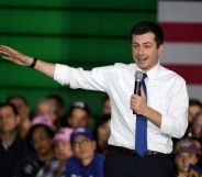 Democratic presidential candidate former South Bend, Indiana Mayor Pete Buttigieg speaks during a rally