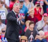 Franklin Graham takes the stage at a Trump rally