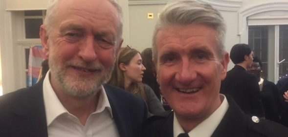 Pat Carberry (R), a gay firefighter, was targeted with homophobic abuse by brexiteers