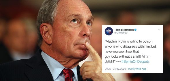 Michael Bloomberg is in hot water over his campaign team's parody tweet tactic deemed "homophobic" by some Twitter users. (Oli Scarff/Getty Images)