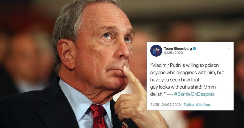 Michael Bloomberg is in hot water over his campaign team's parody tweet tactic deemed "homophobic" by some Twitter users. (Oli Scarff/Getty Images)