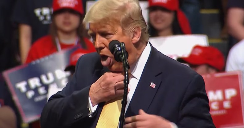 Donald Trump choking himself