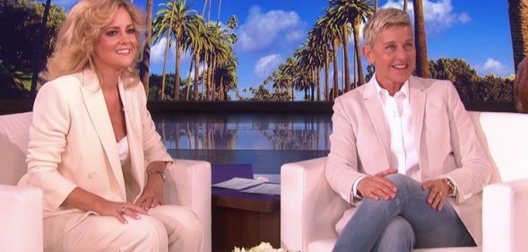 Charlotte Awbery (L) appeared on The Ellen Show to sing "Shallow" and it was all kinds of iconic. (Screen capture via YouTube)