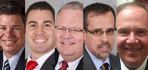 Republican lawmakers Mark N. Fisher, Nino Mangione, Warren E. Miller, William J. Wivell and Robert B. Long