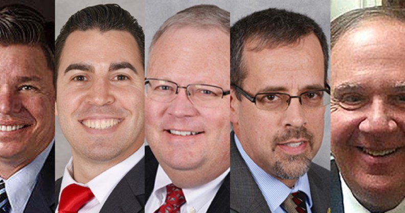 Republican lawmakers Mark N. Fisher, Nino Mangione, Warren E. Miller, William J. Wivell and Robert B. Long