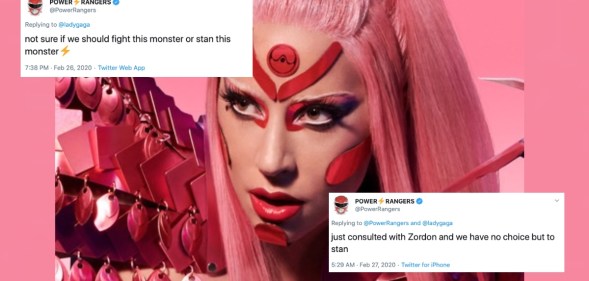 Lady Gaga x Power Rangers? A surprisingly unambitious crossover, given the singer's new track "Stupid Love" look. (Twitter)