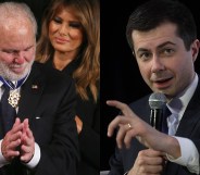Rush Limbaugh being given the medal of freedom by Melania Trump / Pete Buttigieg