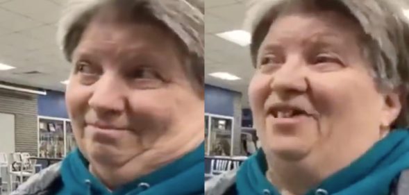 A 'homophobic' caucus-goer has gone viral for her astonishment from learning that Pete Buttigieg is gay. (Screen captures via YouTube)
