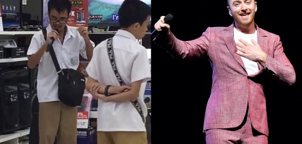 Blind schoolboy stuns shoppers with karaoke version of Sam Smith