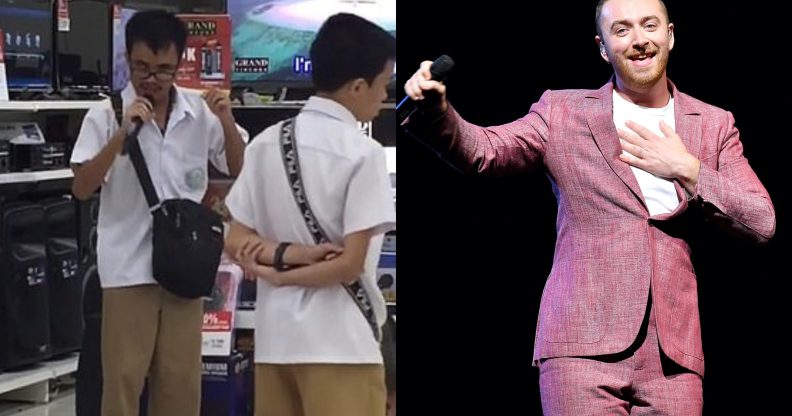 Blind schoolboy stuns shoppers with karaoke version of Sam Smith