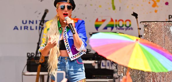 Lady Gaga gives speech at Pride Live's 2019 Stonewall Day on June 28, 2019 in New York City.