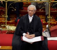 The Lord Speaker Lord Fowler listens inside the House of Lords