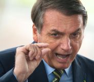 Brazilian President Jair Bolsonaro gestures during a press conference amidst the coronavirus (COVID - 19) pandemic.