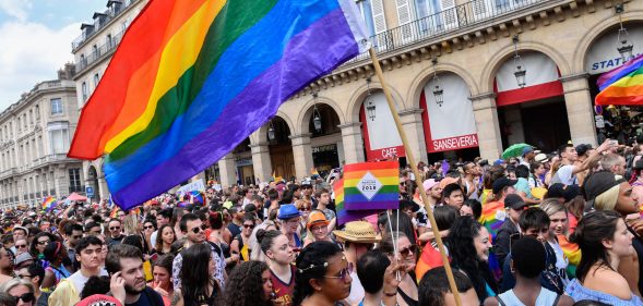 An LGBT+ Pride parade in Paris, France. (Julien Mattia/NurPhoto via Getty Images)