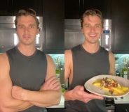 Antoni Porowski, who has large arms, has posted easy recipes for folks in quarantine to cook. (Screen captures via Instagram)