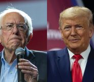 Vermont senator Bernie Sanders and US president Donald Trump showed their differences in reacting to Pete Buttigieg dropping out of the presidential race. (David McNew/Tasos Katopodis/Getty Images)
