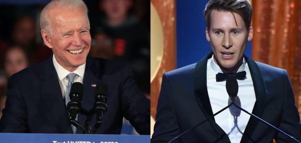 Dustin Lance Black (R) has endorsed Joe Biden, citing his growth on LGBT+ advocacy as a crucial reason. (Alberto E. Rodrigu(Scott Olson/Getty Images/Alberto E. Rodriguez)