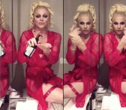 Courtney Act washing her hands