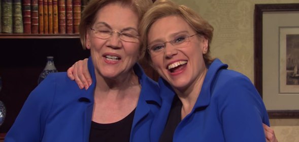 Elizabeth Warren and Kate McKinnon on Saturday Night Live