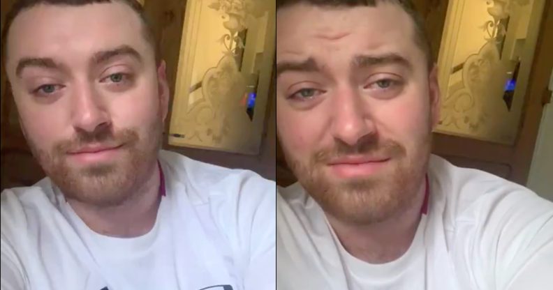 Sam Smith is self-isolating amid the spiralling coronavirus spread. (Screen captures via Twitter)