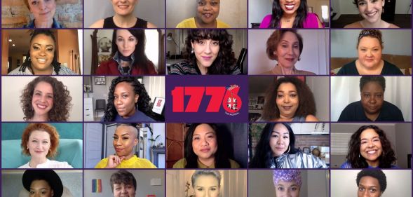A recent Zoom session with the cast of 1776. (American Repertory Theatre)