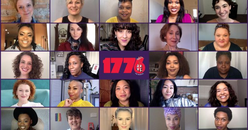 A recent Zoom session with the cast of 1776. (American Repertory Theatre)