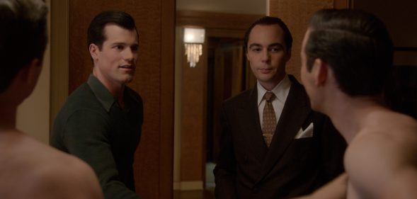 Jake Picking as Rock Hudson and Jim Parsons as Henry Wilson in the new Ryan Murphy series Hollywood