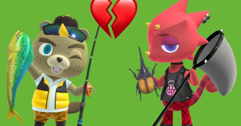 CJ (L) and Flick (R) are simply "roommates and business partners", according to an Animal Crossing: New Horizons companion guide. (Nintendo)