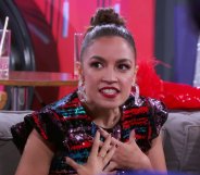 Alexandria Ocasio Cortez in the Drag Race Untucked lounge