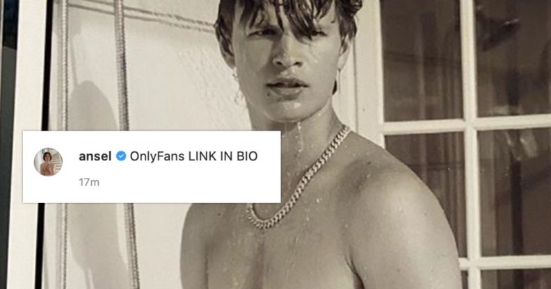 Ansel Elgort and his nipples (pictured) claimed to have started an "OnlyFans". (Instagram)