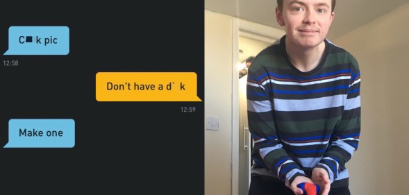 When Arthur Webber, a trans man, was asked by a Grindr user to "make" a penis, he, well, gainfully complied. (Twitter)