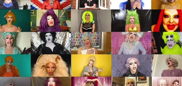 Drag queens singing Vera Lynn's We'll Meet Again