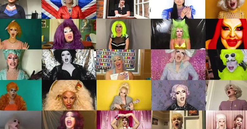 Drag queens singing Vera Lynn's We'll Meet Again