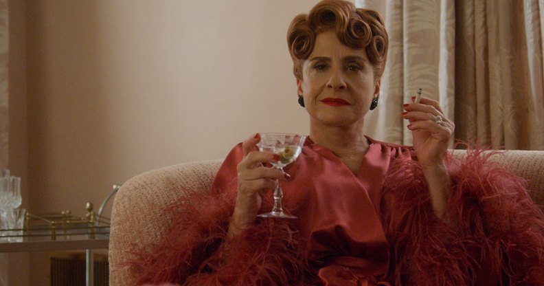 Patti LuPone holding a martini glass in Hollywood