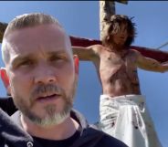 Pastor Greg Locke defied social distancing measures there to protect vulnerable Americans from coronavirus to reenact Christ's crucifixion. (Screen captures via Twitter)