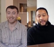 Sam Smith and John Legend joined forces for a rousing rendition of "Stand By Me". (Screen captures via Periscope)
