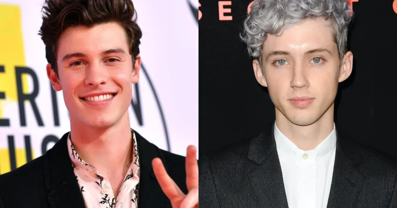 A Twitter user spotted a pretty remakarable difference between twins Shawn Mendes (L) and Troye Sivan (R) when it comes to their choking tact. ( Emma McIntyre/Getty Images For dcp/Jason LaVeris/FilmMagic)