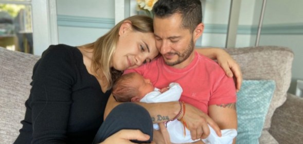 Jake Graf (R) shared a tender snapshot of he and Hannah's new addition to their family. (Twitter)