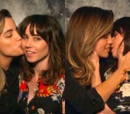 Dead to Me's Judy and Michelle kissing