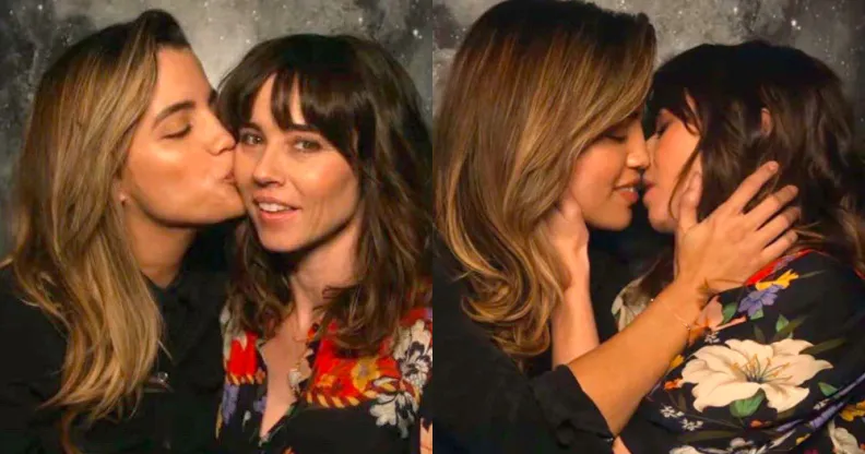 Dead to Me's Judy and Michelle kissing