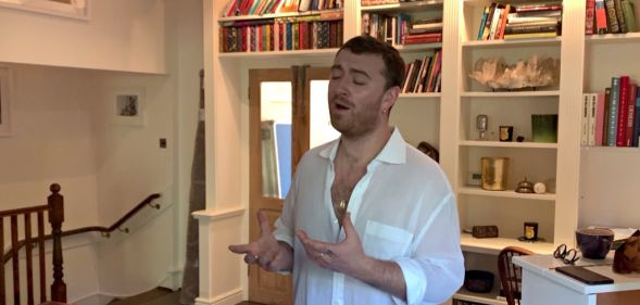 Sam Smith takes part in the BBC Children In Need and Comic Relief 'Big Night In at London on April 23, 2020