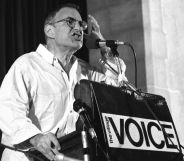 Larry Kramer at Village Voice AIDS conference on June 6, 1987 in New York City, New York