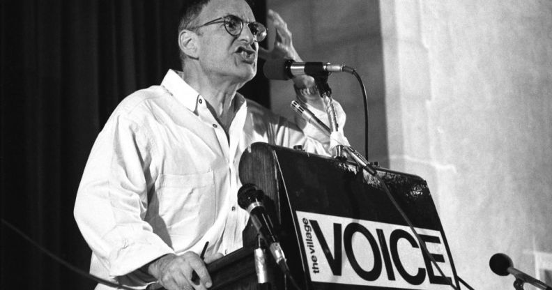 Larry Kramer at Village Voice AIDS conference on June 6, 1987 in New York City, New York