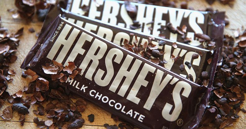 Hershey's chocolate bars are shown on July 16, 2014 in Chicago, Illinois.