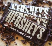 Hershey's chocolate bars are shown on July 16, 2014 in Chicago, Illinois.