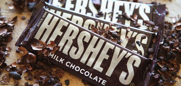 Hershey's chocolate bars are shown on July 16, 2014 in Chicago, Illinois.