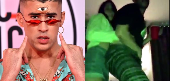 Bad Bunny blessed us our timeline with a video of him hypnotically dancing with his girlfriend Gabriela Berlingeri. (Frazer Harrison/Getty Images/Screen capture via Instagram)