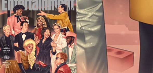Entertainment Weekly's upcoming Pride month edition has attracted criticism online for its bizarre inclusion of the Stonewall brick. We suspect the gay intern her. (Entertainment Weekly/Twitter)