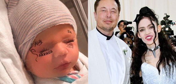 Grimes and Elon Musk and their baby